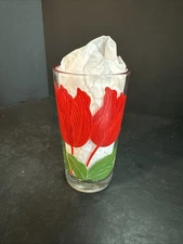 Vintage 1950’s Tulips Boscul Peanut Butter Glass 5” Glass Tumbler