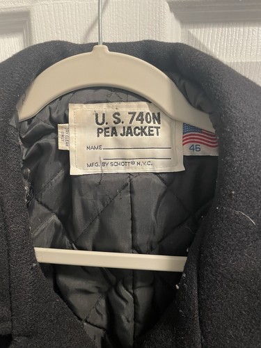 Vintage Schott US 740N Black Wool Pea Coat Jacke Herren Gr. 46 Made in USA - Bild 3 von 6