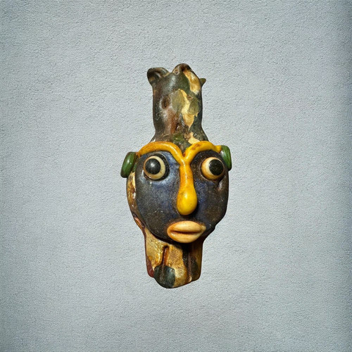 Ancient Phoenician Mosaic Glass Face Amulet Pendant