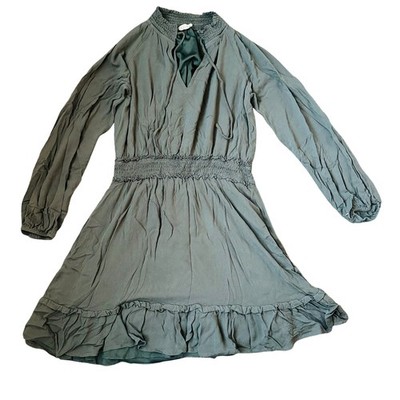 Altar'd State Green Ruffle Hem Long Sleeve Mini Dress Boho | eBay