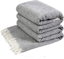 LYHome Merino Wool Blanket - Large Throw Bedspread for Sofa Bed, Single Double