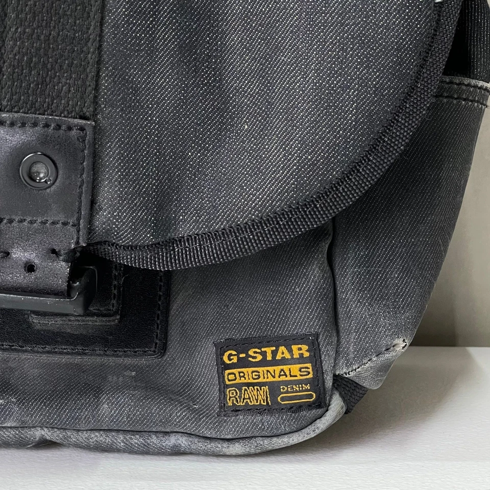 Винтажный G-Star Raw Messenger сумка уголь холст Y2K ноутбук состаренный путешествий большой - Изображение 2 из 4