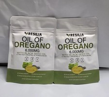 Resilia Oil of Oregano 6000mg with Black Seed Oil Softgels   60 Capsules x 2 Pk