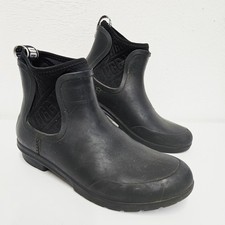 UGG Chevonne Welly Chelsea Boots Women's Size UK 6 Black Rubber Waterproof 