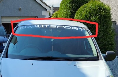 Renault Sport Sonnenleiste in Matt Weiß Vinyl 108x7cm