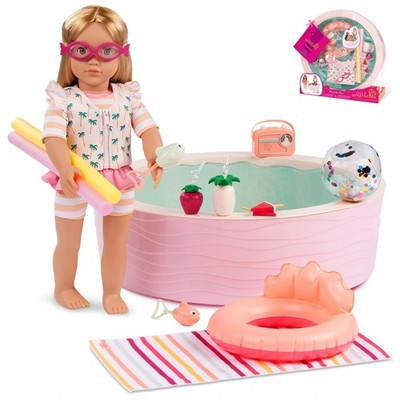Our Generation Poolside Fun Puppen Spielset 17 realistische Zubehörteile *NEU*