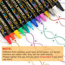 24 Colors Dual Tip Acrylic Paint Pens Markers, Premium Water-Based Acrylic Pa...