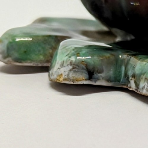 Italy Art Pottery Trinket Dish Majolica Drip Glazed 4 1/4" X 4 1/3 1 3/4" Tall - Picture 12 of 15
