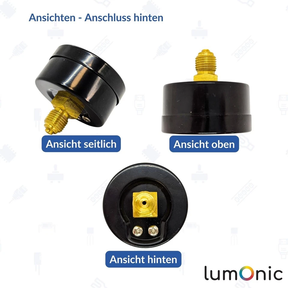 Manometer 0-16bar 1/8-1/2 Zoll Klasse 2,5 Anschluss hinten/unten Durchmesser 40m - Bild 3 von 4