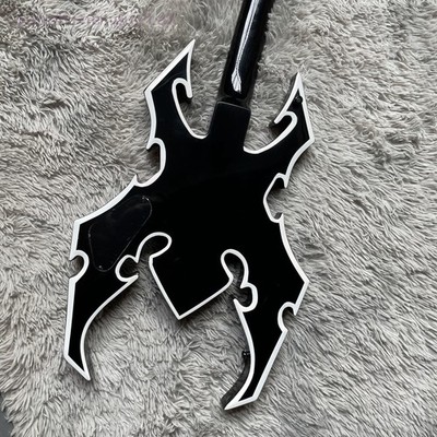 Black Spider Shape Electric Bass Guitar Basswood Body 4 Strings Set in Joint