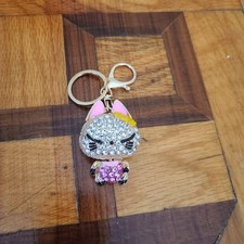 Cat Key Chain Key Ring Crystal Rhinestone Cat Handbag Charm Jewelry Bling