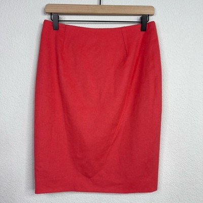 Mugler Skirt Womens Size 40 Red Pink Wool Angora Cashmere Pencil Preppy Office