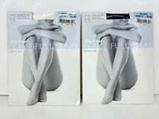 Nice Touch Beautifully Bare Control Top Pantyhose Size D Lot of 2 Black Carmel