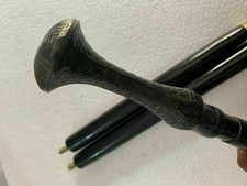 Nautical Brass Handle Wooden Walking Stick Vintage Rosewood Cane 36"