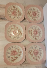 Johnson Bros. Rose Chintz Square Ironstone Salad Plates England 7" Set of 10