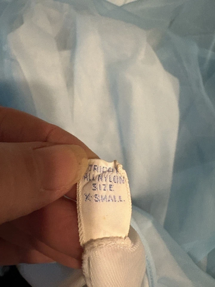 SHEER VTG VANITY FAIR Womens S M BABYDOLL Blue CHIFFON Nylon NIGHTGOWN Lingerie - Image 4 of 4