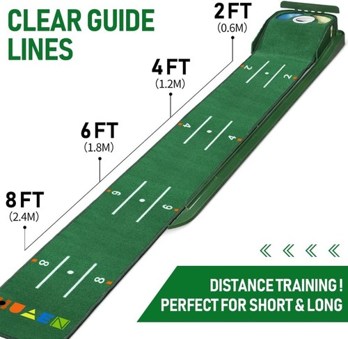 Hazard Deluxe Golfing Mat Putting Green Simulator Practice 8ft Auto Return -CP - Picture 2 of 4