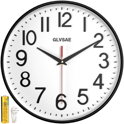 Wall Clock 12 Inches Non-Ticking Wall Clocks Battery Operated Large Easy to R...