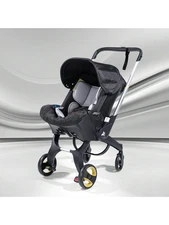 4-in-1 Reversible Baby Stroller for Newborns, Black Pram w/ Multi use