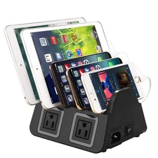 USB Charging Station 5 Ports Organizer Dock for Apple Android Phone Tablet 1600W