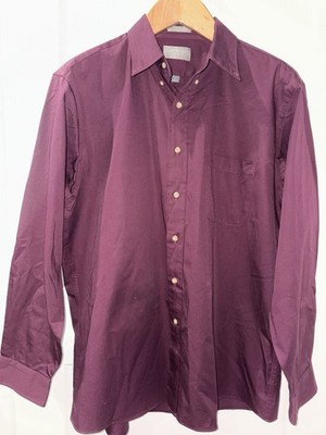 Joseph Abboud Men s Dress Shirt 17 34/35 Burgundy Cotton Button Down