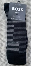 New with Tags Authentic Hugo Boss Logo Dress Socks Black 2 pairs Large