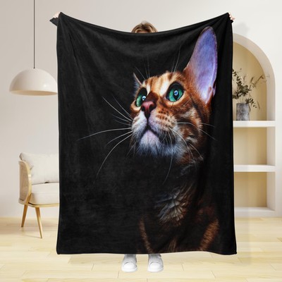 Cat Design Microplush Fleece Throw Blanket Lightweight Ultra Soft Warm 50x60