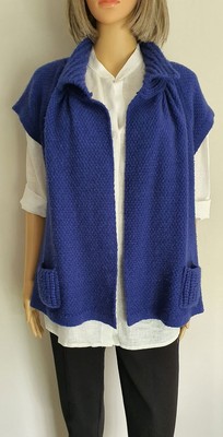 ZUCCHERO ITALY KOBALT BLUE CARDIGAN JACKET WOOL BLEND - size 10-12 (Euro 40)