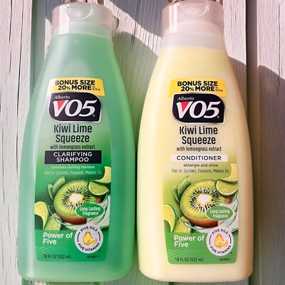 NEW Kiwi Lime Squeeze Shampoo & Conditioner set by Alberto VO5 (2) 18 oz bottles