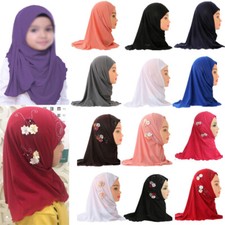 Muslim Girls Kids Hijab Scarf Shawls for 2 to 7 years old Headscarves 2 Types
