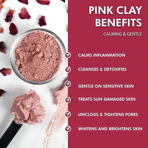 French Pink Clay Powder - Natural Kaolin - Detoxifying Mask Skin Body 4OZ - 6LB - Picture 3 of 4