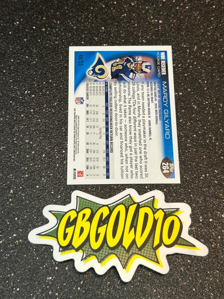 2010 Topps - #264 Mardy Gilyard (RC) Black /55 Rams - Image 2 of 2