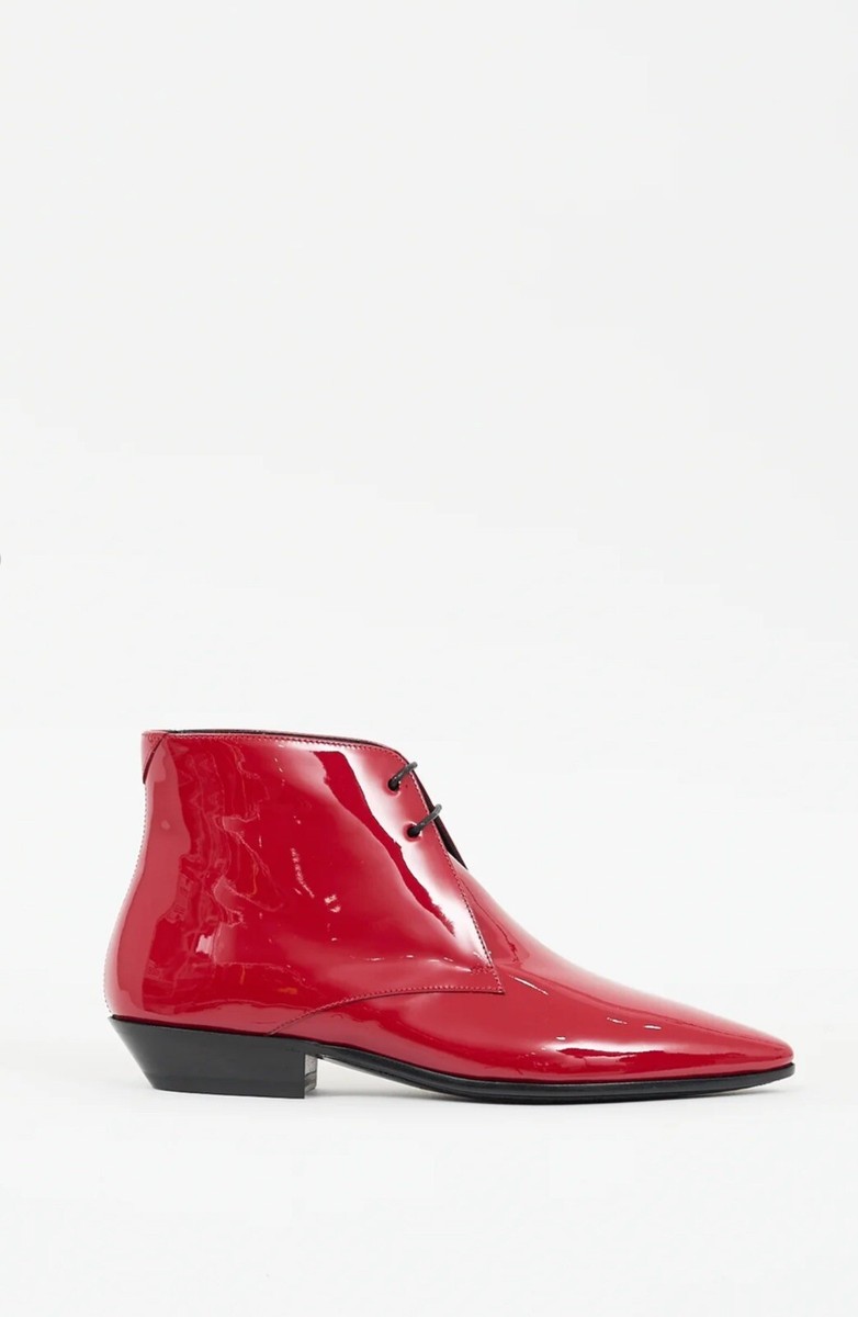 【関税負担】 SAINT LAURENT JONAS ANKLE BOOTS $945 Saint Laurent Women's Jonas Red Patent Leather Ankle