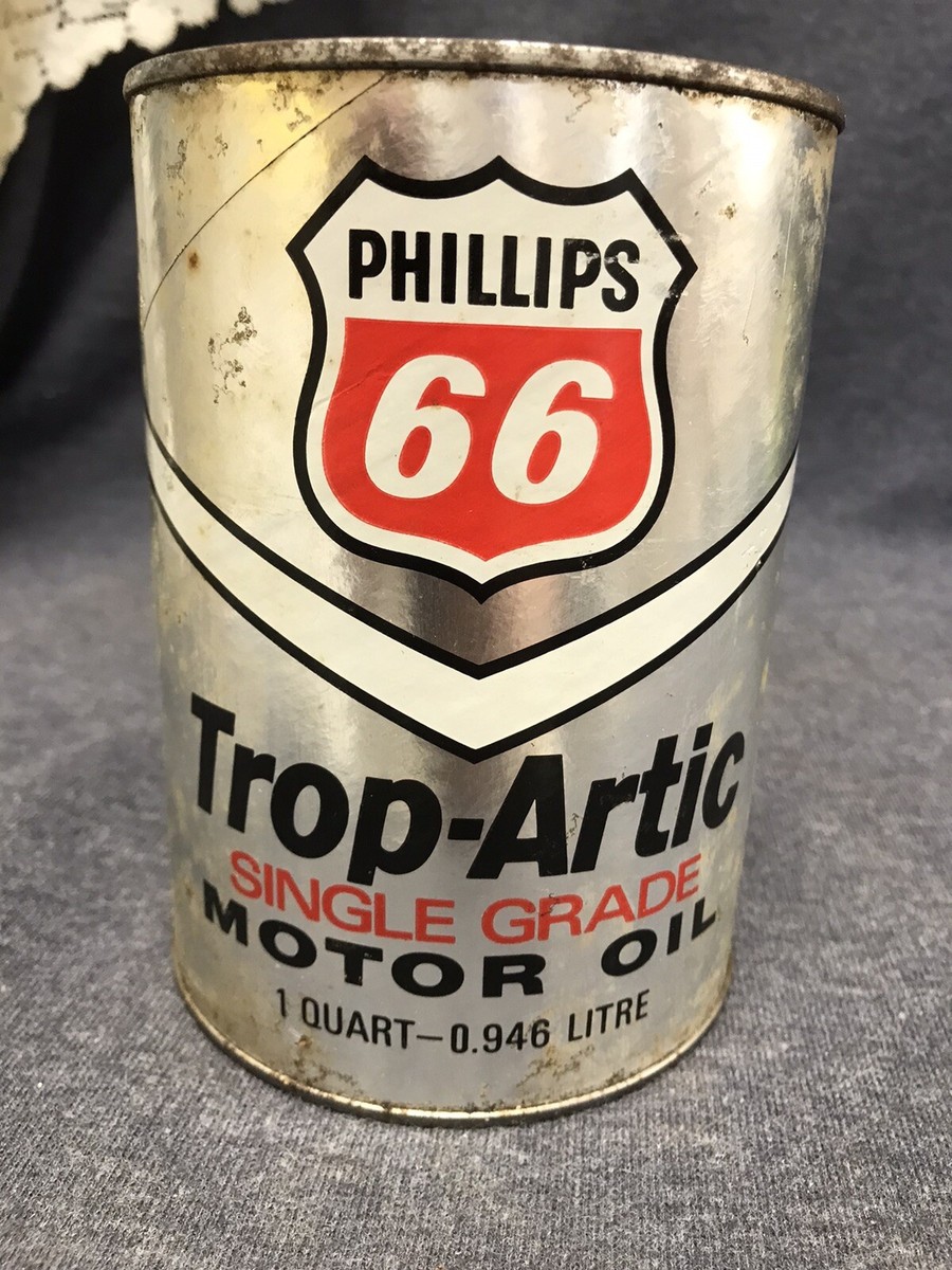 Vintage Phillips 66 Trop-Artic Motor Oil One Quart Oil Can Single