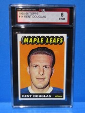 1965-66 Topps Hockey Card #14, KENT DOUGLAS, Toronto Maple Leafs,  KSA 6 Graded