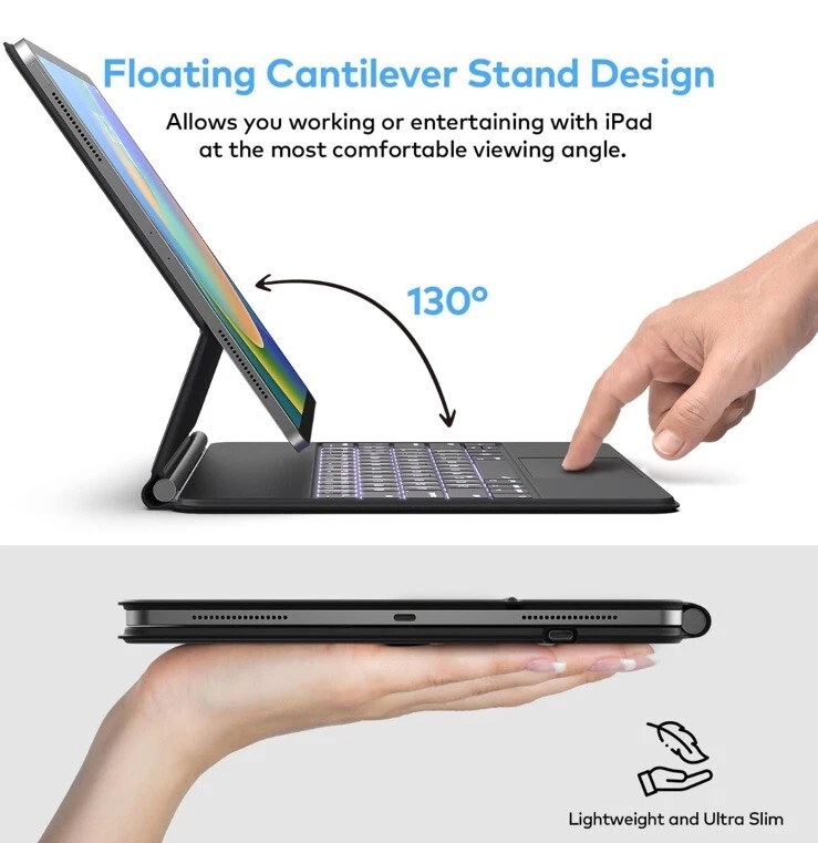 Magnetic Wireless Laptop Keyboard, For Apple iPad Air 4 & 5, iPad Pro 2,3,4 Gen - Image 3 of 4