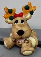 Porcelain Reindeer Candle Stick Holder, Giftco, Inc. Hand Painted Holiday Xmas