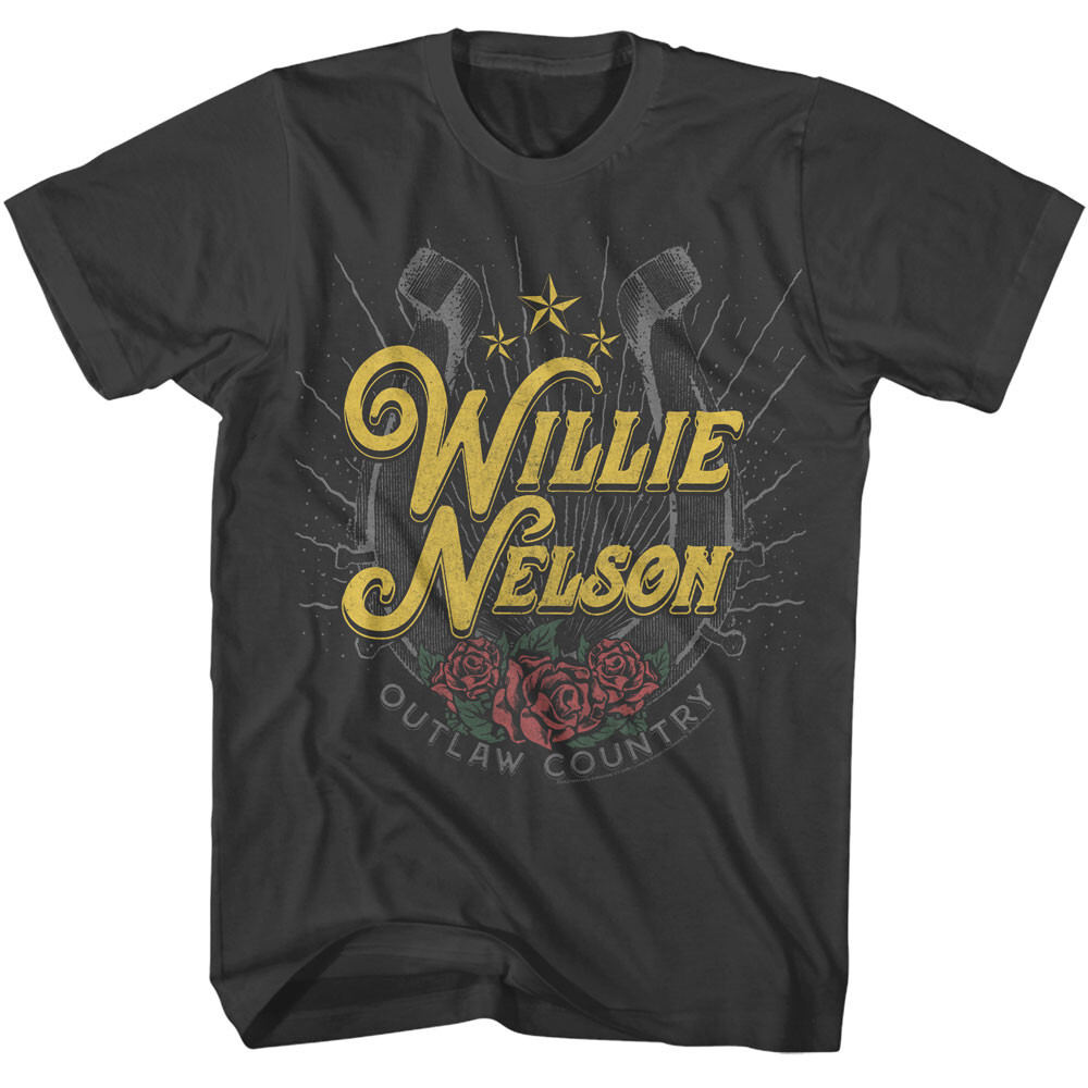 Willie Nelson Horseshoe & Red Roses Men's T Shirt Outlaw Country Music Merch