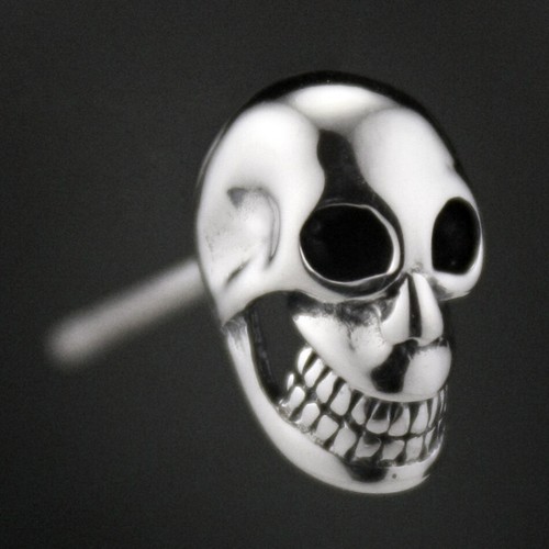 925 Sterling Silver Smile Skull Gothic Stud Earrings Punk Jewelry 8M007D - Picture 3 of 9