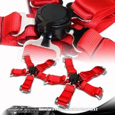 2 X Universal Red Heavy Duty 5 Point Camlock Safety Harness Racing Seat Belt
