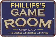 PHILLIPS'S Blue Game Room Personalized Sign Metal Wall Decor Gift 112180002359