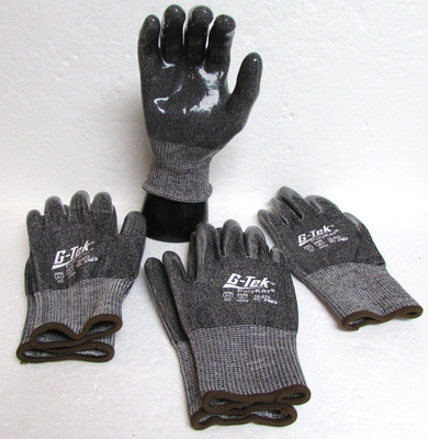 A7 Cut Resistant PIP G-Tek 16-473 Lge PolyKor  Silicone Palm Work Glove 3 PAIR