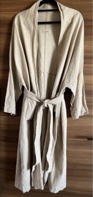 ICHI Antiquites Belted Coat Gown Free Size Women's 100 Linen Used From Japan