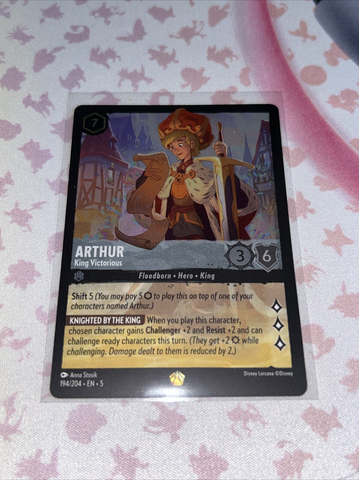 Disney Lorcana TCG Arthur-King Victorious  194/204 Shimmering Skies Cold Foil NM