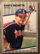1989 Fleer Dante Bichette Baseball Card Rookie RC #468 Angels Outfield Mid-Grade. rookie card picture