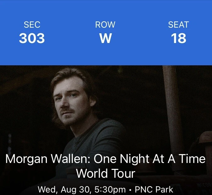 3 Morgan Wallen tickets PNC Park - Image 2 of 4