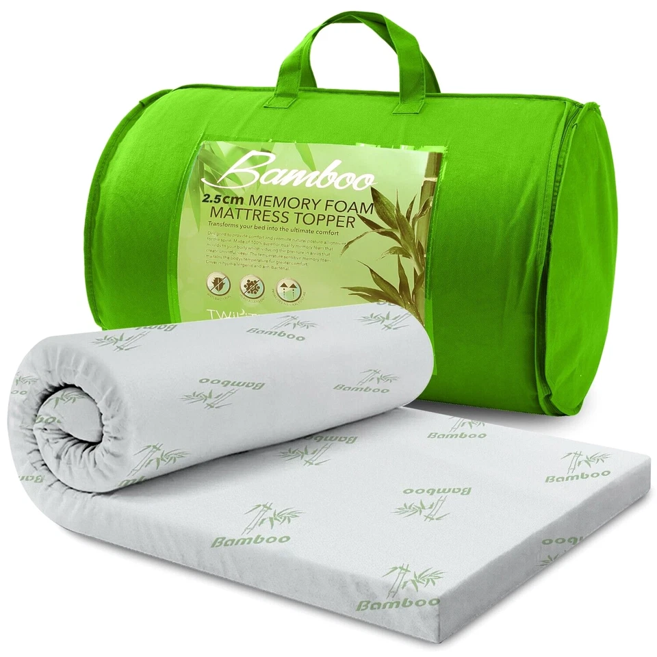Bamboo 2CM Double Mattress Topper High Quality Cosy Bed Ultra-Soft Memory Foam