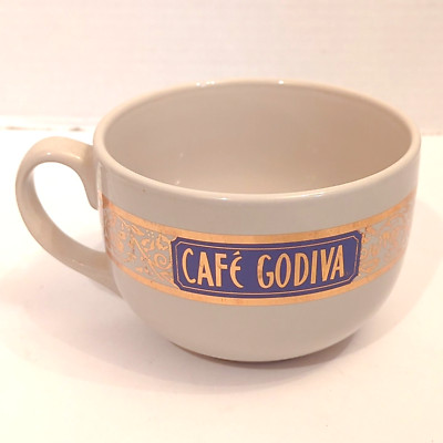 CAFE GODIVA Latte Mug Cream & Gold Large Cup Gift
