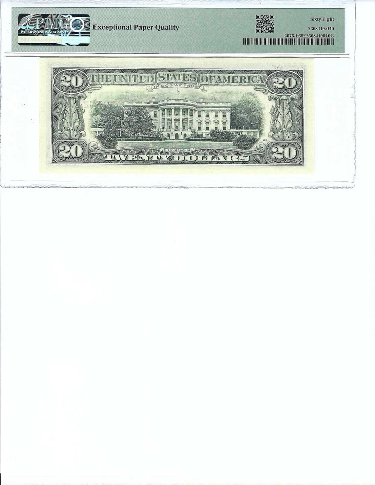 1988 $20 FRN FR2076-L PMG 68 EPQ, San Francisco S/N L42807137H!!! - Image 2 of 2