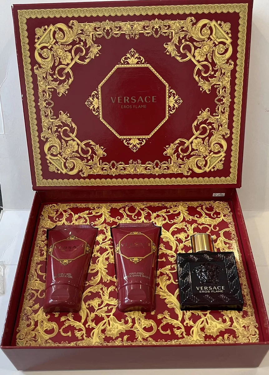 Versace Eros Flame 1.7oz EDP Spray+1.7oz A/S/Balm+1.7oz S/Gel For Men NIB Versace Eros Flame 1.7oz EDP Spray+1.7oz A/S/Balm+1.7oz S/Gel For Men NIB